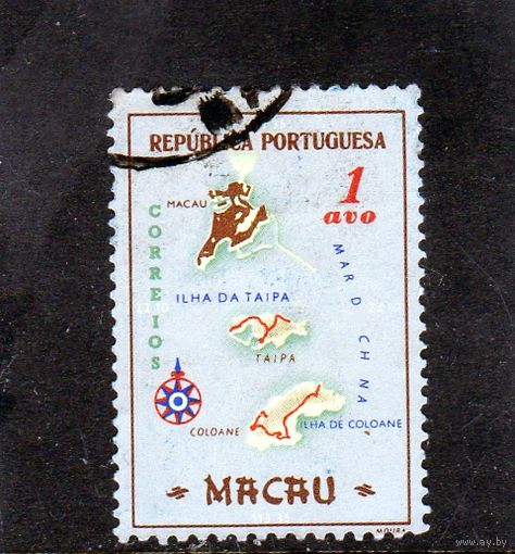 Макао.Ми-406.Португальская колония.Карта территории.1956.