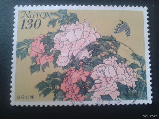 Япония 1999 межд. неделя письма, цветы и птица, живопись