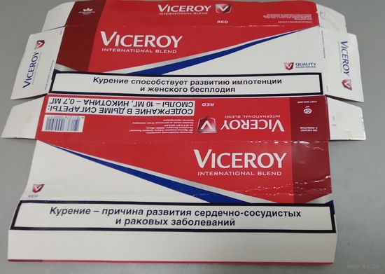 "VICEROY" RED.  упаковка от блока сигарет.