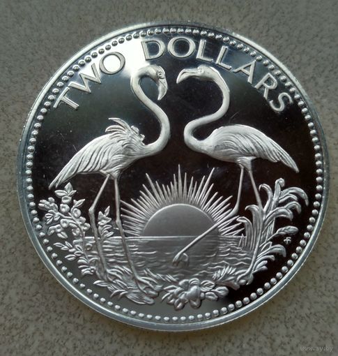 2 доллара Багамские острова.1974