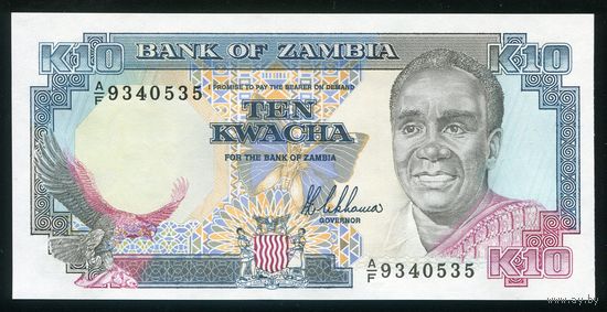 Замбия 10 квача 1989-1991 гг. P31a. UNC