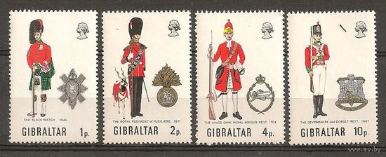 Гибралтар 1971 Военная форма Знаки Гербы Серия 4 м. MNH