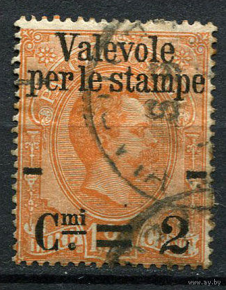 Королевство Италия - 1890 - Король Умберто I  - Надпечатка Valevole per le stampe 2C на 1,25L - [Mi.65] - 1 марка. Гашеная.  (Лот 63AE)