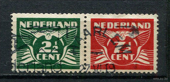 Нидерланды - 1941 - Летающий голубь 2 1/2С+7 1/2С - сцепка - [Mi.175Eb+381] - 2 марки. Гашеная.  (Лот 44CM)