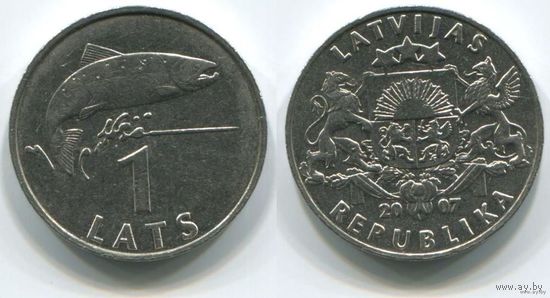 Латвия. 1 лат (2007, XF)