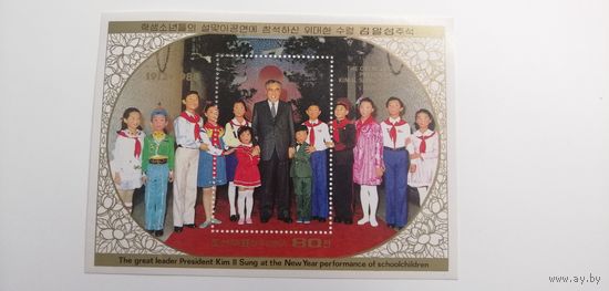 Блок Северная Корея КНДР 1988.  76 лет со дня рождения Ким Ир Сена, 1912-1994