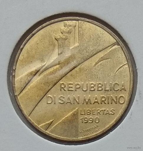 Сан-Марино 20 лир 1990 г. Шестнадцать веков истории. В холдере