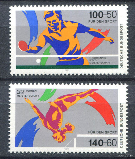 Германия (ФРГ) - 1989г. - Спорт - полная серия, MNH с отпечатком [Mi 1408-1409] - 2 марки