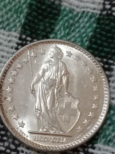 Швейцария 2 франка 1967 серебро