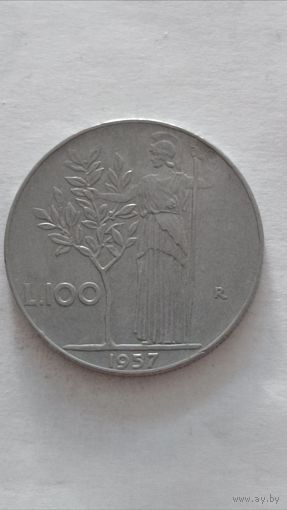 Италия. 100 лир 1957 года