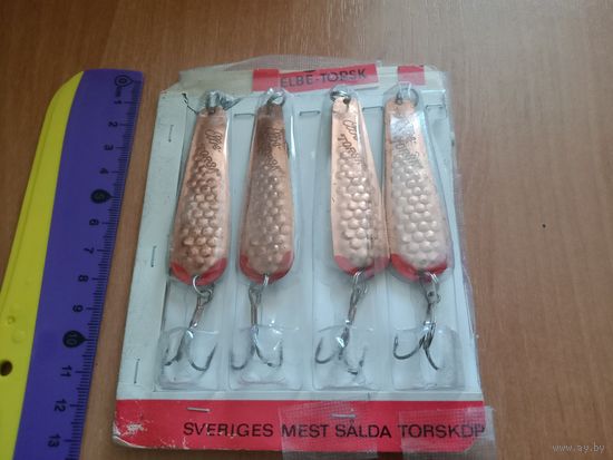 В поход, на рыбалку..Набор рыболовных снастей- 4 компл.(блесна+грузило+крючок), из Швеции. В упаковке. Распродажа коллекции!