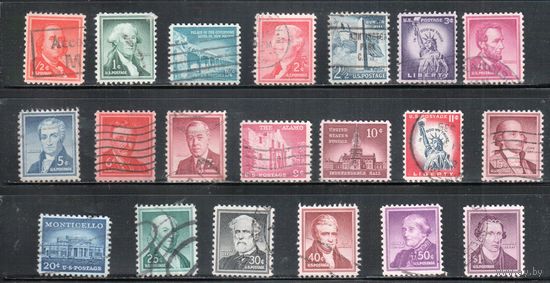 США-1954, (Мих.650-674), гаш.  , Стандарт, Известные американцы, Архитектура,Живопись, 20 марок