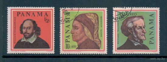 Панама 1966  Личности В.Шекспир, Данте Алигьери, Рихард Вагнер  Michel  868-870. Каталог 6,5 евро