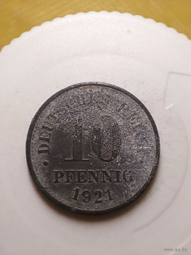 Германская империя 10 пфеннингов 1921 год цинк