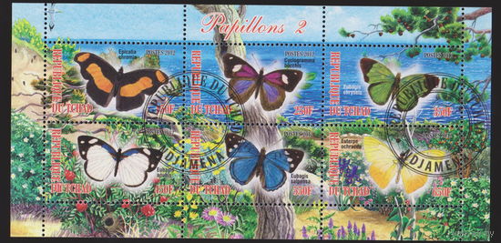 Бабочки Чад Фауна флора 2012 год блок лот 2023