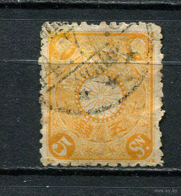 Японская империя - 1899/1906 - Хризантема 5S - (есть тонкое место) - [Mi.80] - 1 марка. Гашеная.  (LOT DA20)