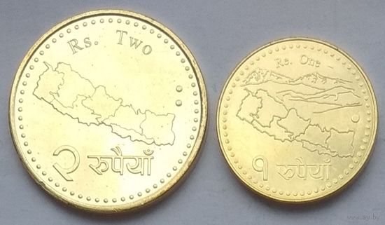 Непал 1 и 2 рупии 2020 г. Новый тип. Цена за пару