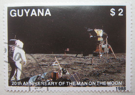 Гайана марка 1988 г. 20-ти летие высадки на Луну