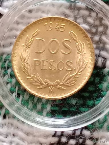 Мексика 2 песо 1945 золото