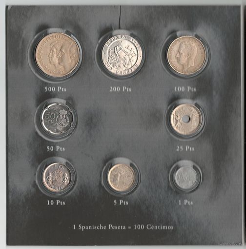 Испания набор монет от 1 до 500 песет в блистере