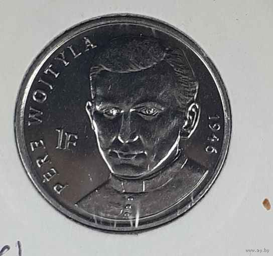 Конго (ДРК) 1 франк 2004 25 лет правления Иоанна Павла II /священник Войтыла, 1946/