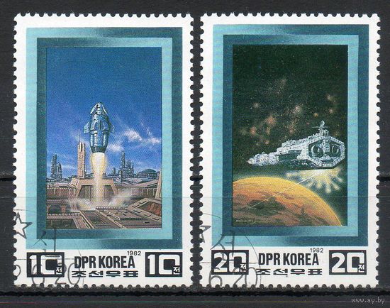 Космические путешествия будущего КНДР 1982 год серия из 2-х марок