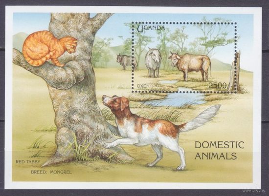 1995 Уганда 1589/B241 Волы, Кошки, Собаки 7,50 евро