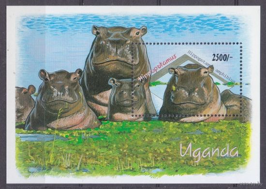 1992 Уганда 1130/B170 Фауна - Бегемот 10,00 евро