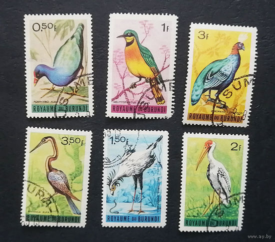Бурунди 1965 г. Птицы. Фауна, полная серия из 6 марок #0276-Ф1P35