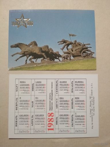 Карманный календарик. Херсонская область.1988 год