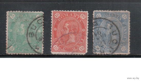 Румыния-1890, (Мих.77-81) гаш. , Стандарт, Король Карл I, 3 марки