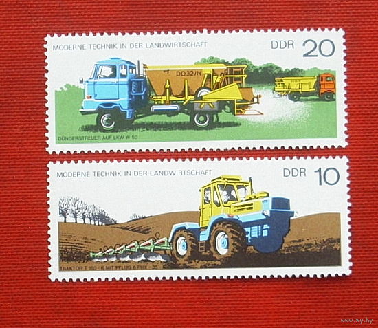 ГДР. Сельскохозяйственная техника. ( 2 марки ) 1977 года. 10-17.