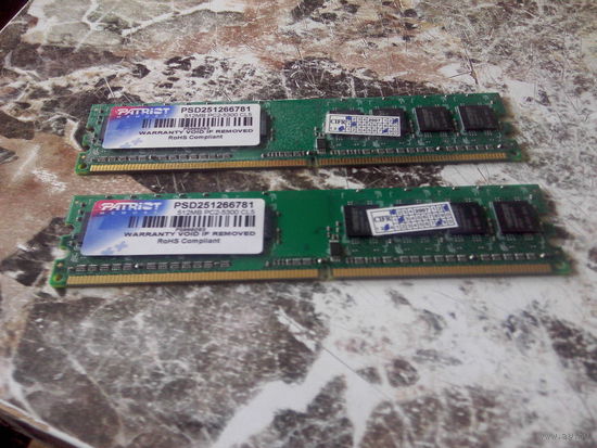 Оперативная память DDR2 256Mb Patriot ps2-5300. 2 шт.