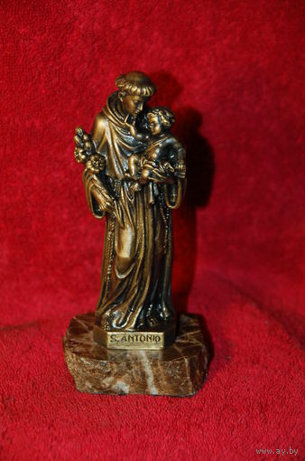 Статуэтка - святой Антонио, Антоний, бронза на мраморе