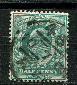 Великобритания - 1902 - Король Эдуард VII 1/2P - [Mi.102] - 1 марка. Гашеная.  (Лот 67AW)