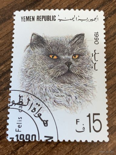 Йемен 1990. Домашние кошки. Felis catus. Марка из серии