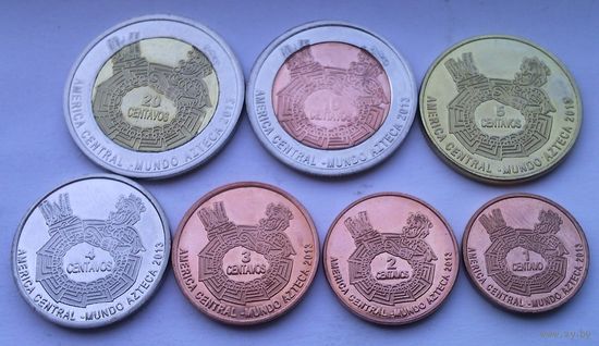 АЦТЕКИ годовой набор 2013 года 7 монет от 1 до 20 сентаво