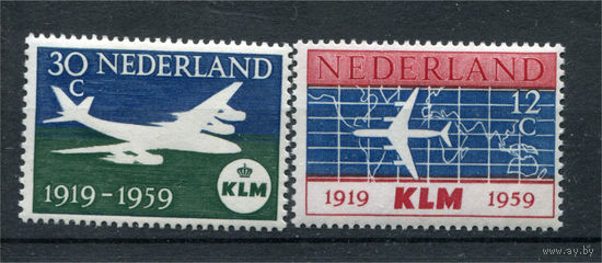 Нидерланды - 1959г. - 40 лет авиакомпании KLM - полная серия, MNH [Mi 737-738] - 2 марки