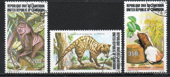 Исчезающие животные Камерун 1983 год серия из 3-х марок