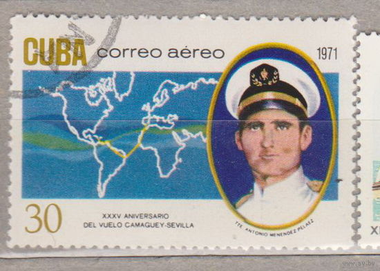 Авиация Личности 35-я годовщина полета Менендеса Пелаеса из Камагуэя в Севилью Куба  1971 год  лот 1083 Около 30% от каталога
