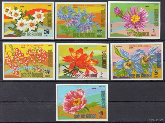 Флора Цветы Экваториальная Гвинея 1977 год чистая серия из 7 б/з марок (М)