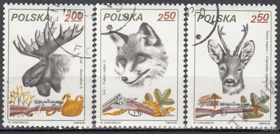 Польша 1981 фауна охота 3 марки