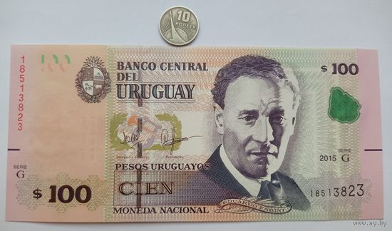Werty71 Уругвай 100 песо 2015 UNC банкнота