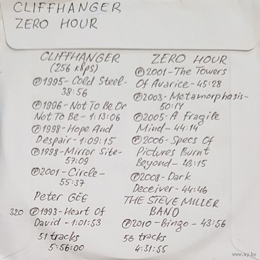 CD MP3 дискография CLIFFHANGER, ZERO HOUR на 2 CD