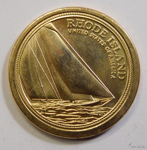 США 1 доллар 2022 Американские инновации Яхта Род-Айленд Двор D и Р 14-я монета в серии.