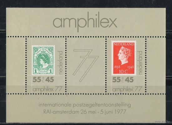 Нидерланды 1977 Международная филвыставка AMPHITEX 77 Amsterdam (II) Марка в марке Бл 16 #1101,1104**