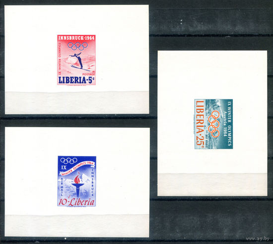 Либерия - 1963г. - Зимние Олимпийские игры - полная серия, MNH [Mi 612-614] - 3 люкс блока