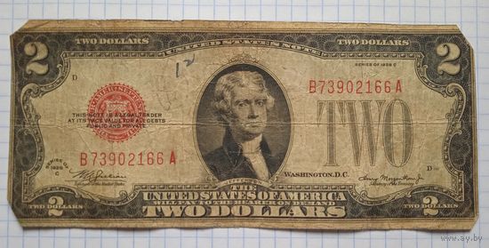 США 2 $ красная печать 1928 C