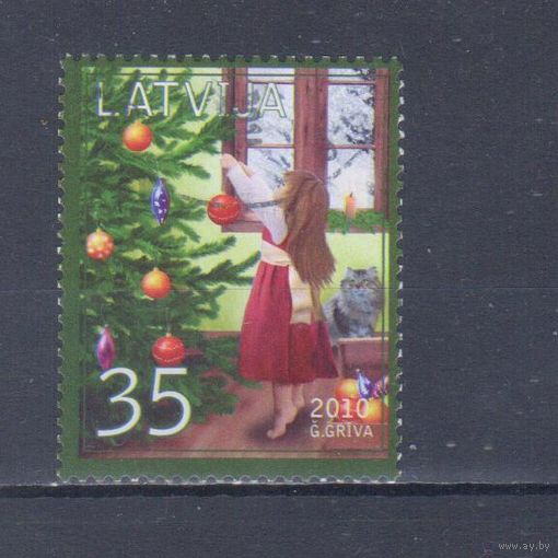 [284] Латвия 2010. Новый Год. Гашеная марка.