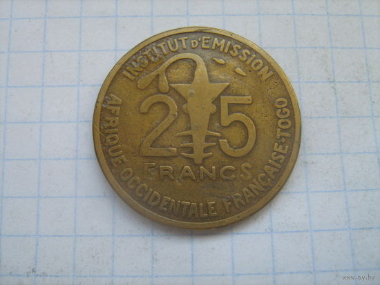Того Французская  Западная Африка  25 франков 1957г.km9